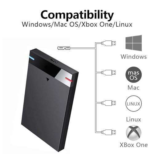 HWAYO 2.5'' 250GB Ultra Slim Portable External Hard Drive USB3.0 HDD Storage for PC, Desktop, Laptop, MacBook, Chromebook, Xbox One