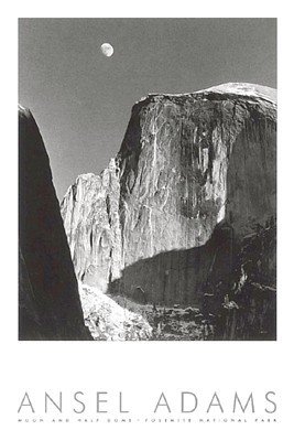 Moon and Half Dome (Embossed) - Poster by Ansel Adams (24 x 36)