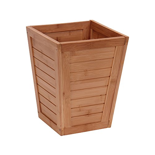 Household Essentials Bamboo Slat Trash Can, Small
