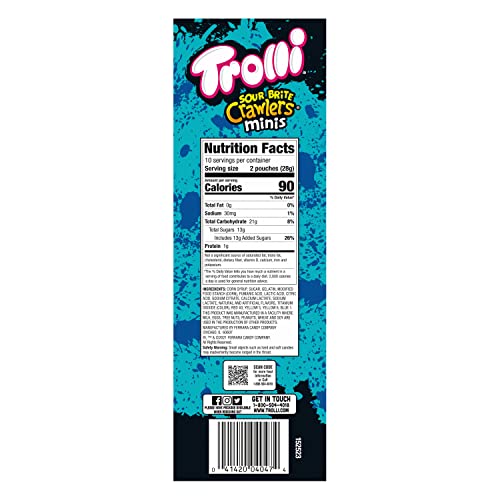 TROLLI SOUR BRITE CRAWLERS MINIS VALENTINE’S DAY, FRIENDSHIP EXCHANGE, 20 INDIVIDUAL PACKS