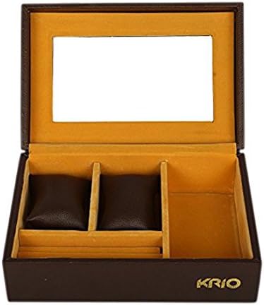 KRIO Designs Brown Magnetic Watch Box for Cufflink Ties