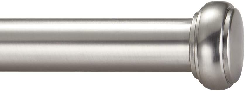 1 Inch Brushed Nickel Window Curtain Rod 72 to 144 Inches, Single Modern Drapery Rod for Heavy Fabrics, Clean Designed Finials and Mounting Brackets Included(Brushed Nickel,72-144"): Home Improvement