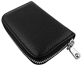 Prime Best Rfid Blocking Zip Around Wallet Genuine Leather Quality Zipper Secure For Man & Woman ID Window Top Stainless Steel Metal Slim Credit 12+Card Holder Case Thin Front Pocket Purse Black