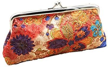 OSHOW Womens Floral Coin Purse Embroidery Clutch Pouch Cellphone Wallet (Orange)