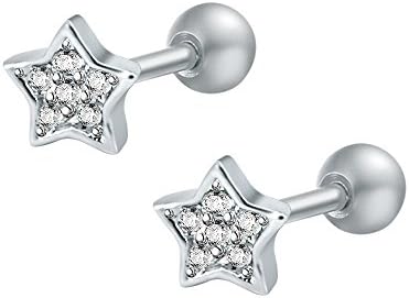 16g Sparkling Cubic Zirconia Stainless Steel Stud Earrings Tragus Helix Conch Cartilage Ear Piercing