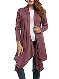 Nacy Women Loose Draped Open Front Mid-long Knit Cardigan Sweater