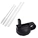 Flaskars Straw Lid for Hydro Flask Wide Mouth Water Bottle with 2 Straws and Straw Brushes (Black, Pack of 1)