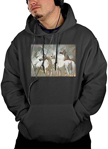 Beautiful White Horses Art Mens Hip Hop Basic Lightweight Pullover Hoodie Jacket Hooded Swearshirt
