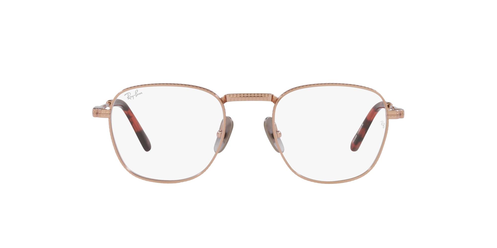 Photo 1 of Ray-Ban RX8258V Frank Titanium Square Prescription Eyewear Frames, Rose Gold/Demo Lens, 51 mm