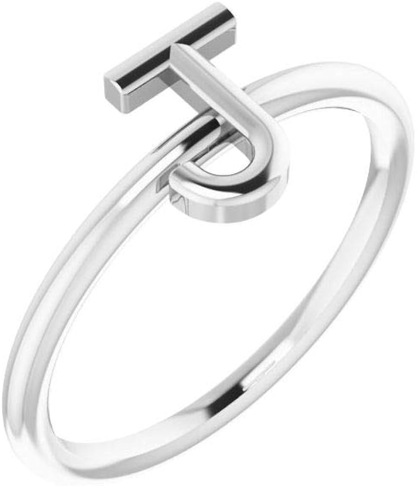 Solid Platinum Alphabet Initial Letter J Ring Band Width 6 9mm 
