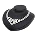 Paxuan Womens Silver Gold Plated Alloy Rhinestone African Jewelry Set Curb Chain Choker Necklace Stud Earrings Link Bracelet Ring Set (Silver)