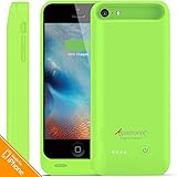 iPhone SE/5C/5S/5 Battery Case, Alpatronix [BX120plus] 2400mAh MFi Certified Removable Extended Rechargeable Protective Charging Case [Full Compatible Support with iOS 9+ & Apple Pay, Ultra-Slim, Ultra-Portable External Charger Case / Fits all versions of iPhone SE, 5C, 5S & 5 with Juice Pack & Power Bank Features] - (Lime Green)