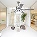 Andersonlight 48-Inch Modern LED Ceiling Fan 5 Stainless Steel Blades and Remote Control 3-Light Changes Indoor Mute Energy Saving Fan Chandelier for Home Decoration