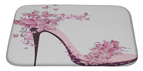 Gear New Shoes On A High Heel Decorated With Butt Bath Mat, Microfiber, Foam With Non Skid Backing, 34
