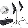 RALENO Softbox Photography Lighting Kit 20″X28″ Photography Continuous Lighting System Photo Studio Equipment with 2pcs E27 Socket 5500K Bulb Photo Model Portraits Shooting Box