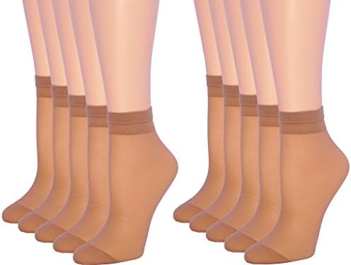 10 Pairs Girls’s Ankle Excessive Sheer Socks 20 DEN