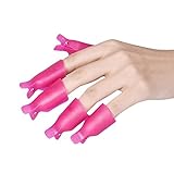 XILALU 10Pcs Plastic Acrylic Nail Art Soak Off Clip Cap UV Gel Polish Remover Wrap Nail Tool (Hot Pink)