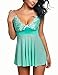 Avidlove Women Lingerie Lace Babydoll Strap Chemise Nightie Mesh Sleepwear Green