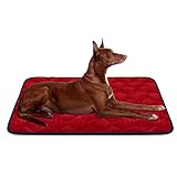 Dog Bed Mat Washable - Soft Fleece Crate Pad - Anti-slip Matress for Small Medium Large Pets (Red L) by HeroDog