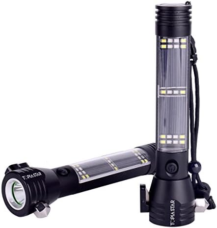 TOPIA STAR Multi-functional Emergency Rechargeable Solar Flashlight With 7 Modes For Outdoor Sports