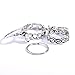 SUNSCSC Vintage Retro Silver Plated Elephant Moon Crystal Joint Knuckle Nail Ring Set of 10pcs (Silver)