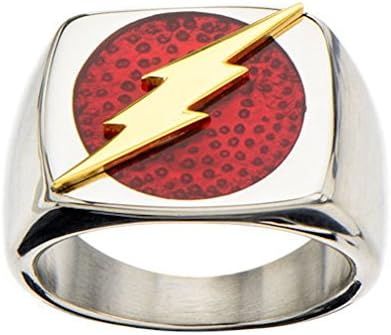 Heroes in Action DC Comics The Flash Lighting Bolt Logo Ring Stainless Steel