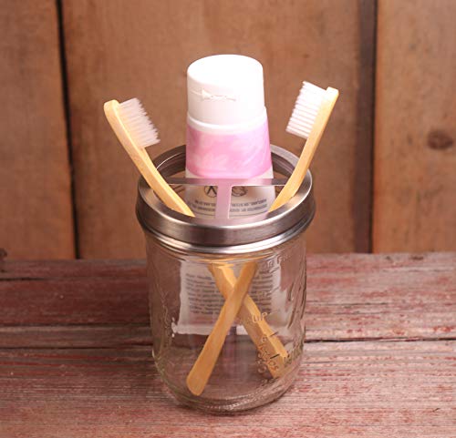 Jarmazing Products Mason Jar Toothbrush Holder - with 16 Ounce Ball Mason Jar - Made from Rust-Proof Stainless Steel - Thumbnail 2