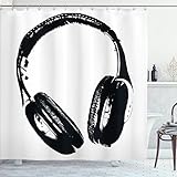 Ambesonne Music Shower Curtain, Grunge Headphones