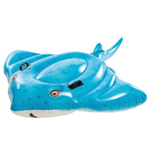 Intex Stingray Inflatable Ride On 185cm x 145cm, Kids Pool Float with Photo Real Print, Heavy Duty Handles, Stingray Water Toy Max 40kg