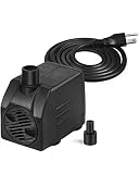 Simple Deluxe 120 GPH UL UL Listed Submersible Pump with 6' Cord, Water Pump for Fish Tank, Hydroponics, Aquaponics, Fountains, Ponds, Statuary, Aquariums