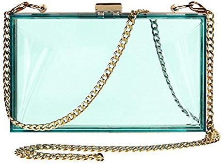 Women's Transparent Clear Purse Clutch Bag Evening Handbags Cross-Body Bag NFL Stadium Approved Acrylic,Chain Strap