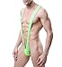 Zmart Sexy Collared Bow Tie Bodysuit Thong Butler Teddy Underwear for Men (One Size, Green)