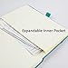 Classic Dotted Grid Notebook with Pen Loop/RICCO BELLO Hardcover Journal, Banded, Bookmark, Expandable Pocket/5.7 x 8.4 inches (Teal)