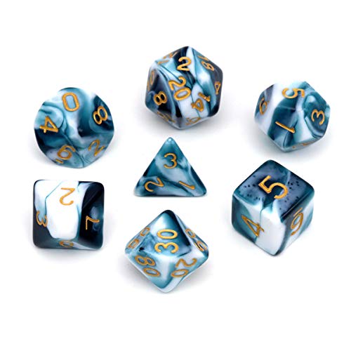 PJOY DND Dice Set Wisp D D Dice for Dungeons and Dragons Role Playing Games (Red Black) (Teal White)