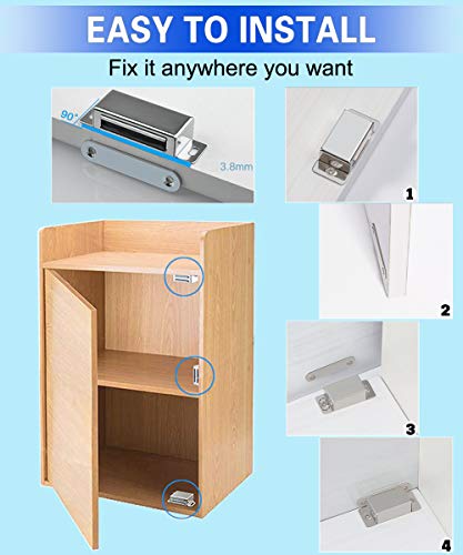 WOOCH Door Magnetic Catch - 60lb High Magnetic Stainless Steel Heavy Duty Catch for Kitchen Bathroom Cupboard Wardrobe Closet Closures Cabinet Door Drawer Latch (3.7 in Silver, 4-Pack) - Thumbnail 4