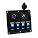 TEQStone Marine Boat Rocker Switch Panel 4 Gang With Double USB Slot LED Light for Car Rv Vehicles Truck(Voltmeter)