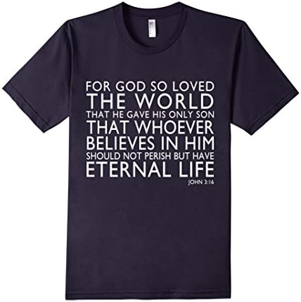 Men's For God So Loved The World Christian T-Shirt John 3:16 Medium Navy