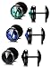 FIBO STEEL 3 Pairs Stainless Steel Round Stud Earrings for Men Women CZ Earrings,8MM