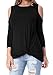 levaca Womens 3/4 Sleeve Off Shoulder Loose Tops Twist Front Casual T Shirts