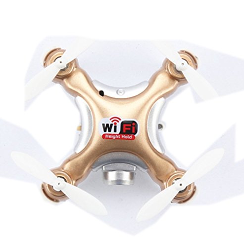 Cheerson CX-10WD-TX 2.4G 4CH Mini Wifi FPV High Hold Mode 0.3MP Camera Phone Control RC Quadcopter - Golden