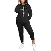 HBQ Two Piece Outfits For Women Casual Long Sleeve Sweatsuits Jogger Tracksuits Lounge Sets With Pockets