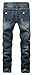 NITAGUT Men's Ripped Slim Fit Tapered Leg Jeans Dark Blue-US 34