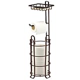 TomCare Toilet Paper Holder Toilet Paper Stand 4 Raised Feet Bathroom Accessories Portable Tissue Paper Dispenser Reserve Free Standing Toilet Paper Roll Storage Shelf Bathroom Bronze