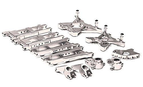 Integy RC Model Hop-ups T8580SILVER Billet Machined Suspension Set for 1/10 Stampede 4X4 & Slash 4X4 (non-LCG)