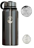 Stainless Steel Water Bottle STEELEGO–32oz Insulated Double Wall Flask-Keeps Cold and Hot-Wide Mouth-Durable-Ecological-Paint&PBA free-Steel Leak &Sweat Proof Lid-Thermos-Tea Infuser-shaker ball