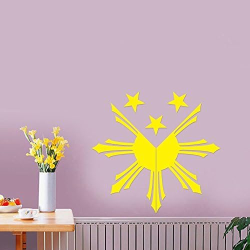 Filipino Sun Stars Philippine Flag Removable Wall Sticker Art Home Office Room Mural Decor Vehicle Car Truck Window Bumper Graphic Decal- (10 inch) / (25 cm) Wide MATTE BLACK Color
