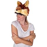 Rittle Furry Red Fox Animal Hat, Realistic Plush Costume Headwear - One Size