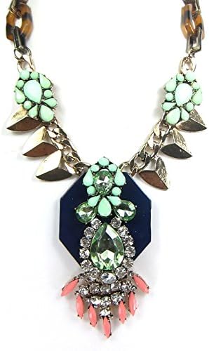 Fashion Vintage Gold Tone Beaded Crystal Statement Necklace