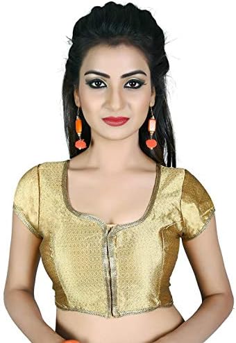 HF Holyday Fashion Women's Brocade and Georgette Round Neck Blouse