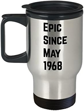 May 50th Birthday Gift Epic Since May 1968 Coffee Travel Mug For Men Women Taurus Gemini 14oz Stainless Steel